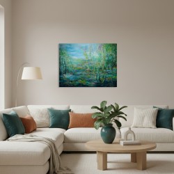 Tableau paysage contemporain Bucolique 2 – Corinne Foucouin | 97x130 cm