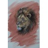 Lion ocre - Peinture animalière aquarelle ocre - Laurence Viarnaud - Galerie FenêtreSurArtistes