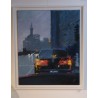 Rainy Morning - Peinture à l'huile - Scène de rue matinale sous la pluie - Eric Turlot - Oeuvre encadrée